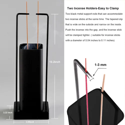 Miniatura 4 de Soporte para Varillas de Incienso, Quemador de Incienso Invertido con Recolector de Cenizas de Vidrio Negro Extraíble Anti-Vuelo de Cenizas Todo