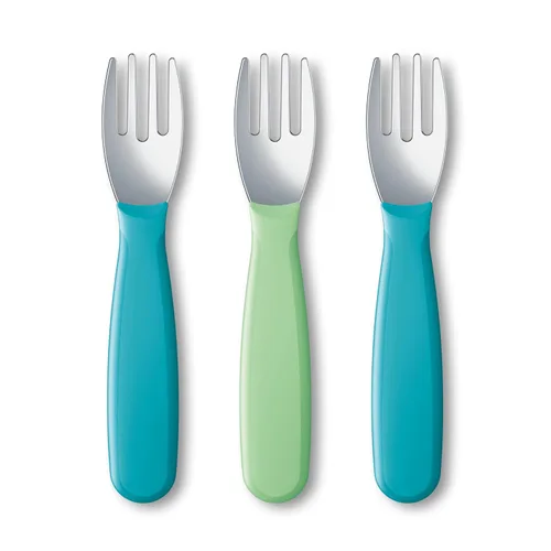 NUK Kiddy - Tenedores de cubiertos de acero inoxidable duradero, sin BPA ni látex, para más de 18 meses, paquete de 3