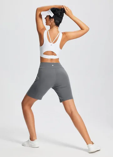 Miniatura 6 de BALEAF Bermudas de 8 pulgadas para mujer, pantalones cortos deportivos largos de algodón, con control de abdomen, estilo casual, para descansar