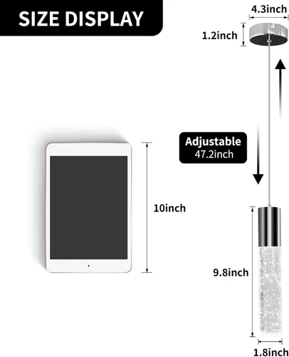Miniatura 5 de OKELI Lámpara colgante moderna, luces LED de cristal de burbujas para isla de cocina, mini luces cromadas para isla de cocina, bar, 6 W, 6000 K, ETL