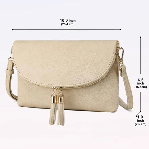 Miniatura 2 de Solene Bolso de mano para mujer, con múltiples compartimentos, 6 ranuras para tarjetas en el interior, bolsa cruzada con borlas