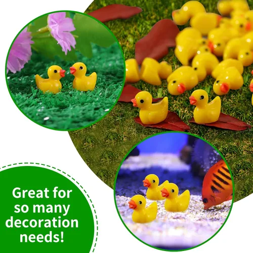 Miniatura 5 de 200 piezas de mini patos de resina amarillos pequeños patitos para proyectos escolares, personajes en miniatura, jardín de hadas, paisaje, acuario