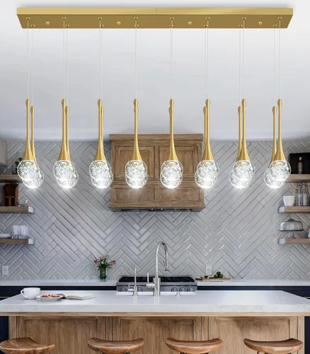 Miniatura 7 de 16 Luces Moderna Lámpara de Techo de Cristal Glam para Techo Alto, Lámpara Colgante LED Regulable para Escalera, Vestíbulo, Entrada, Sala de Estar