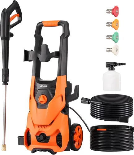 VEVOR Lavadora a presión eléctrica, máximo 4200 PSI 2.8 GPM, limpiador de alta potencia con cañón de espuma y 4 boquillas para calzadas,