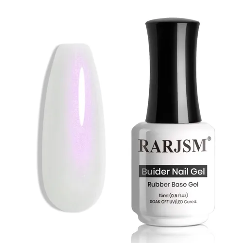 Miniatura 10 de RARJSM - Gel constructor para uñas, perla azul, gel duro en botella, con brillo de concha de sirena, perlas azules, estructura de extensión gruesa