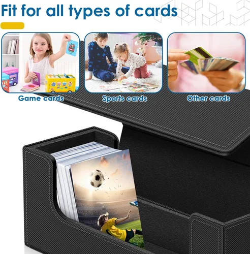 Miniatura 4 de Homthy Funda para cartas intercambiables, de cuero, cierre magnético, caja de almacenamiento para tarjetas de comandante, con capacidad para más