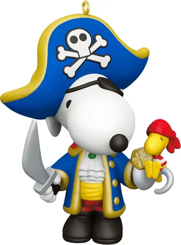 Adorno navideño colgante de Hallmark Keepsake 2023, Snoopy de Peanuts en el punto de mira, Snoopy pirata, regalos para fanáticos de Peanuts
