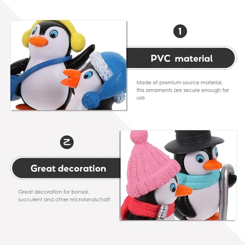 Miniatura 5 de NUOBESTY Lindos personajes de pingüinos juguetes colección de figuras de pingüino mini juego decoración decoración mini figuras de Navidad juguetes