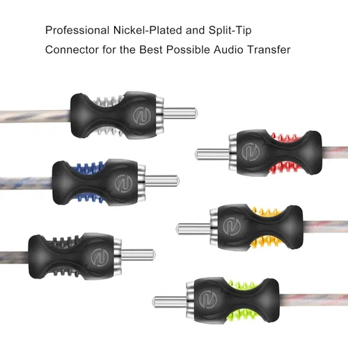 Miniatura 5 de RECOIL RCI66 Cable de audio RCA de 6 canales 99.99% de cobre libre de oxígeno de 6 pies, par trenzado con reducción de ruido