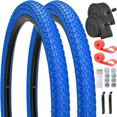 Miniatura 9 de Paquete de 2 neumáticos y tubos de bicicleta Cuiser de playa, 26 pulgadas, 24 x 2.125 pulgadas, 26 neumáticos de bicicleta de playa, rojo o azul