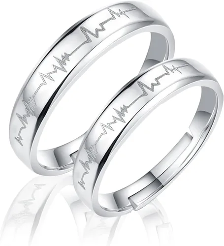 Miniatura 8 de Couples Rings Set Matching Promise Rings Adjustable Wedding Trendy Titanium Stainless Steel Rings for Couples Valentines Day Jewelry