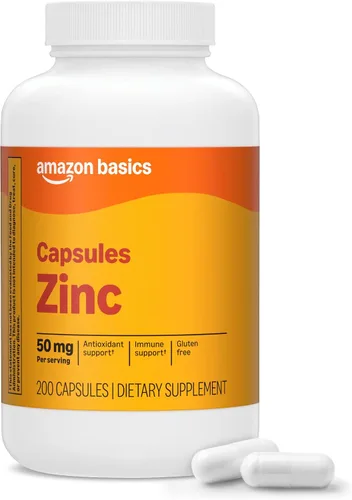 Amazon Basics Cápsulas de zinc, 50 mg, 200 unidades