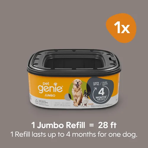 Miniatura 3 de Pet Genie Pail Sistema de eliminación de desechos de perros para control de olores con 1 repuesto de inicio (14 pies) + 1 paquete de repuesto Pet