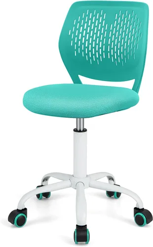 Miniatura 14 de HONEY JOY Silla de escritorio para niños, silla de estudio para niños con altura ajustable, respaldo bajo, silla giratoria de malla rodante, silla