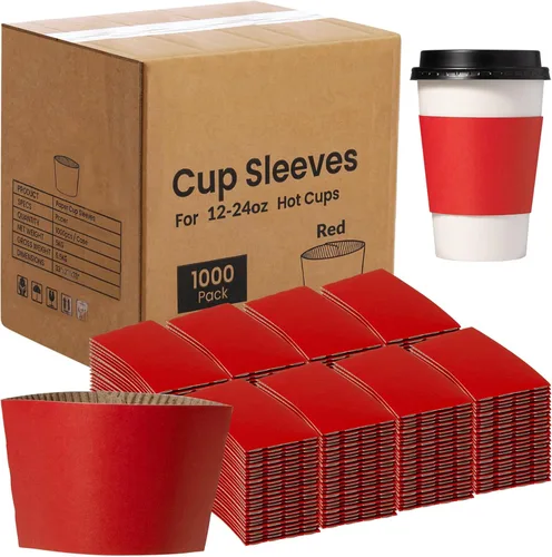 Miniatura 12 de FMP Brands Paquete de 1000 fundas para tazas de café de 8 onzas, fundas desechables para tazas calientes, fundas para tazas de café negras a granel