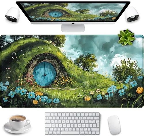 Miniatura 22 de Alfombrilla de escritorio Anime Kawaii Mousepad Linda Japonesa Alfombrilla de mouse grande para juegos XXL, Alfombrilla de teclado de laptop Azul