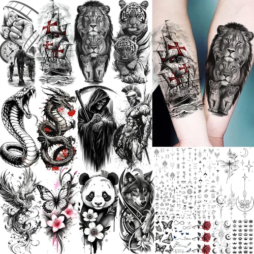 Miniatura 10 de VANTATY - Tatuajes temporales, diseño de flor 011