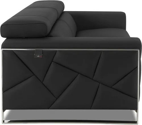 Miniatura 6 de BlackJack Furniture Gianni - Sofá de cuero italiano de grano superior con reposacabezas ajustables de 9 posiciones, patrón geométrico contemporáneo