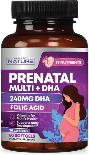 Vitaminas prenatales para mujeres – Multivitamínico con DHA, ácido fólico, vitamina C, B12, hierro y omega-3 – Suplemento antes, durante y después