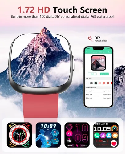 Miniatura 5 de Smart Watch for Men Women, 1.72" Super Retina HD Display, 24/7 Heart Rate Blood Oxygen HRV Monitor, Sleep/Stress, 135 Sport Modes Fitness Activity
