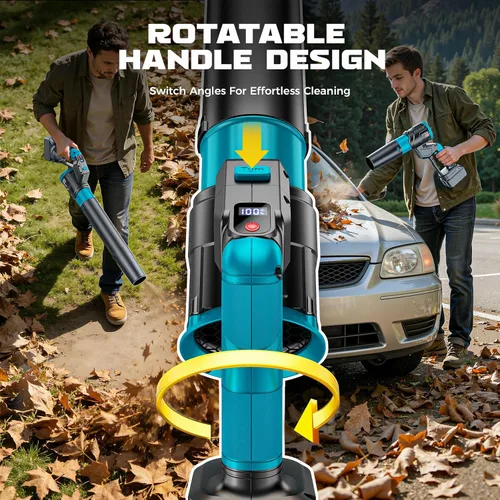Miniatura 5 de DIYtoolifz Soplador de hojas inalámbrico compatible con Dewalt 20V, rotación de 180°, soplador de hojas de mano de 600 CFM, motor sin escobillas