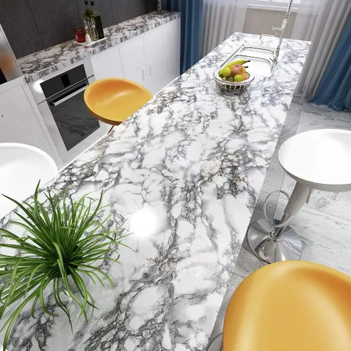 Miniatura 5 de Yenhome Papel de contacto de mármol para encimeras de 17.7 x 118 pulgadas, papel adhesivo impermeable para encimeras de baño, cocina, papel tapiz