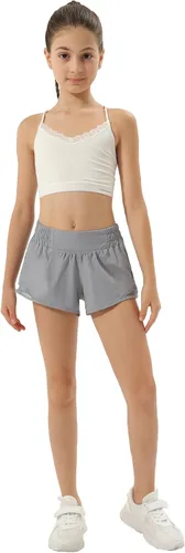 Miniatura 4 de Aurefin Pantalones cortos deportivos para niñas, pantalones cortos ligeros para correr para adolescentes, niñas, pantalones cortos deportivos