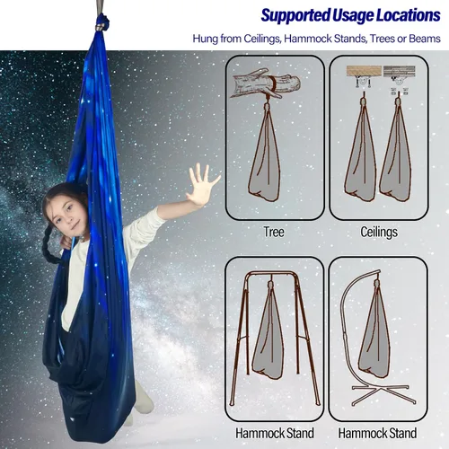 Miniatura 5 de Columpio Sensorial para Niños Soporta hasta 300 libras Interior y Exterior Columpio de Terapia Abrazador con Kit Colgador de Ganchos para Hamaca