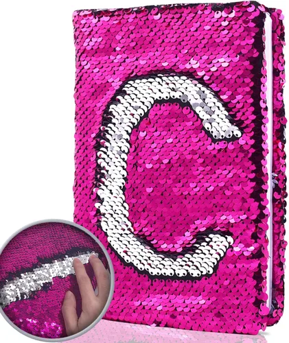 Miniatura 12 de GINMLYDA Diario de lentejuelas para niñas de 8.5 x 5.5 pulgadas, 160 páginas rayadas para niñas, cuaderno reversible de mariposa con secuencia