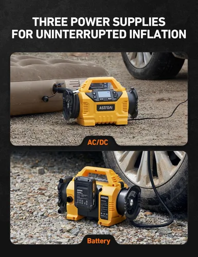 Miniatura 5 de AstroAI Inflador de neumáticos inalámbrico, compresor de aire portátil para automóvil de 160 PSI con pantalla HD, 3 fuentes de alimentación