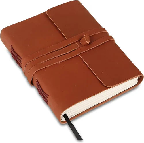 Miniatura 10 de KomalC Diario de cuero hecho a mano Cuaderno de escritura Diario Bloc de notas diario encuadernado para hombres y mujeres, papel sin líneas