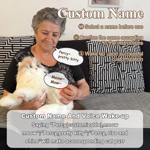 Miniatura 3 de Chongker Compañero interactivo robot gato mascotas, animales de peluche con peso hecho a mano, juguete de peluche para gato con respuesta de voz