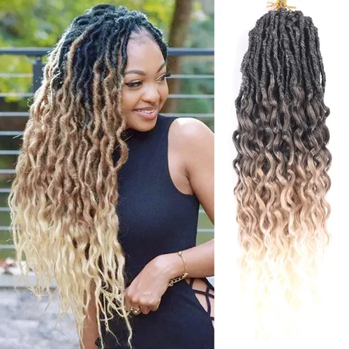 Miniatura 71 de Cabello de ganchillo para mujeres negras Goddess Locs de 14 pulgadas 8 paquetes 613 Locs falsos suaves preenganchados trenzas de ganchillo cabello