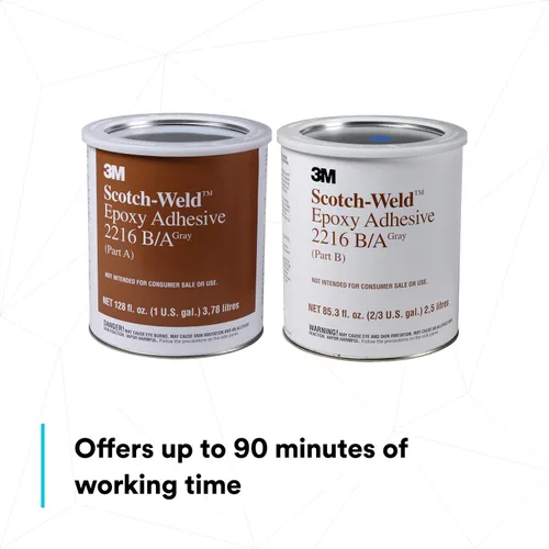 Miniatura 5 de 3M Scotch-Weld Adhesivo epoxi 2216, gris, resistente al calor, versátil, parte B/A, kit, 128 fl oz (3.78 L)