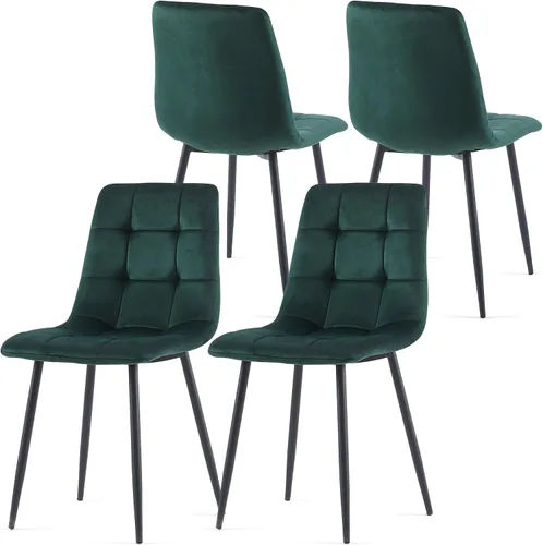 Miniatura 9 de Juego de 4 sillas de comedor de terciopelo, color azul marino con patas de metal, ideales para cocina, comedor, sillas de cocina para 4