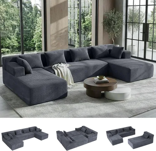 Miniatura 22 de MONVANE 55.5" Convertible Loveseat Sofa, 2-in-1 Boneless Sleeper Sofa Bed Futon Couch with Storage Pocket, Comfy Chenille Deep Seat Boneless Couch