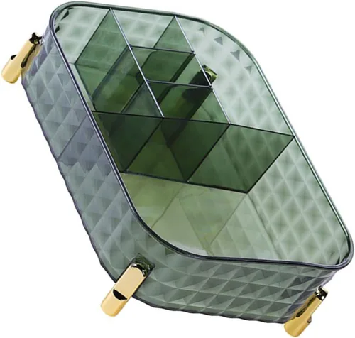 Patrón transparente de lujo para cuidado de la piel y lápiz labial, elegante organizador de baño para almacenamiento de cosméticos para uso en casa