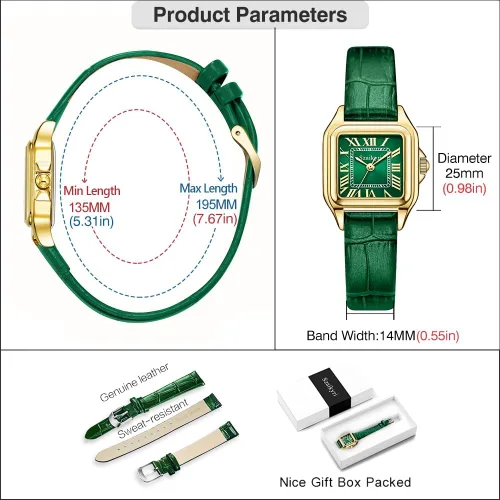 Miniatura 6 de Classic Relojes cuadrados de mujer con números romanos, de vestir, informal