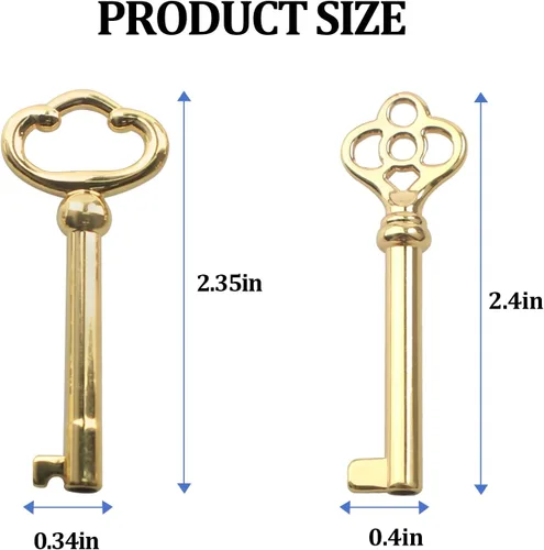 Miniatura 2 de Llave de esqueleto genérica KY-2 y KY-3 latón antiguo chapado en latón hueco llaves antiguas (superficie chapada en oro) para gabinetes, puertas