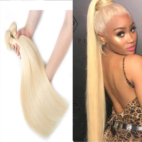 Cabello de 34 a 36 pulgadas de largo, sedoso 613, extensiones de cabello lacio grado 10A, 100% cabello humano virgen sin procesar, tramas de cabello