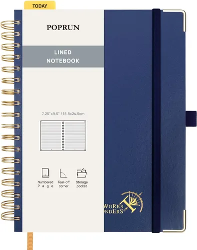 Miniatura 11 de POPRUN Lined Spiral Journal Notebook for Women & Men, 7-1/4" x 9-1/2", 220 Numbered Pages, College Ruled Hardcover Notebook for Work, Journals for