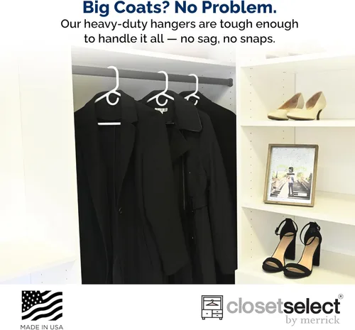 Miniatura 2 de Perchas de plástico ultra resistentes, fabricadas en Estados Unidos, colgador blanco pesado, colgador de plástico fuerte para chaquetas, pantalones