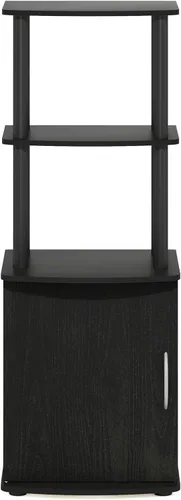 Miniatura 4 de Furinno Turn-N-Tube - Mesa auxiliar de entretenimiento para TV alta con estante de exhibición y gabinete de almacenamiento de 2 niveles, Madera/Negro