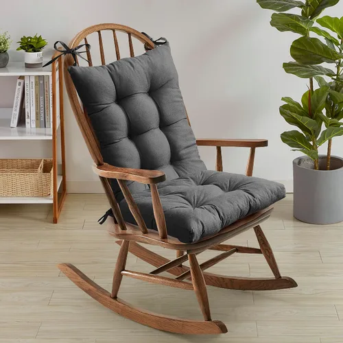 Miniatura 2 de Marina Decoration Cojín para silla mecedora, cómodo, grueso, copetudo, con respaldo alto, antideslizante, juego de 2 piezas superior e inferior