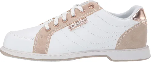 Miniatura 5 de Dexter Groove IV - Zapatos de boliche para mujer color blanco nobuck oro rosa