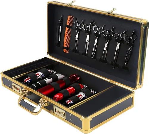 Miniatura 8 de Estuche de transporte de peluquería, estuche de viaje portátil, kit profesional para el cabello, organizador de almacenamiento, maleta con asa