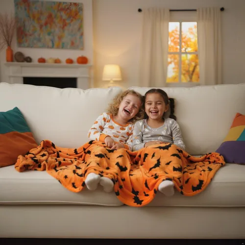 Miniatura 3 de Manta de Halloween: Silueta de murciélagos negros suaves en vellón de terciopelo naranja para sofá, cama, sofá, silla, dormitorio