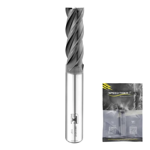 Miniatura 15 de SPEED TIGER Fresa de extremo cuadrado de carburo micrograno - 4 ranuras - ISE7/64 4T (5 piezas, 7/64") - para fresado de aleaciones de acero, acero