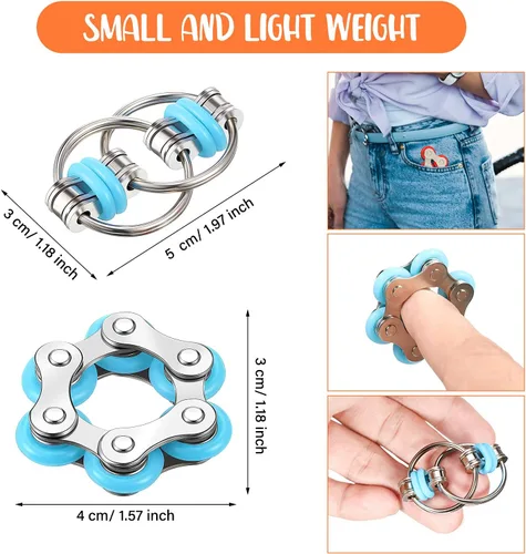 Miniatura 2 de Hicarer El juego de 8 piezas de juguetes para ansiedad incluye 4 cadenas de rodillos flippy y 4 cadenas de seis rodillos para bicicleta, regalos