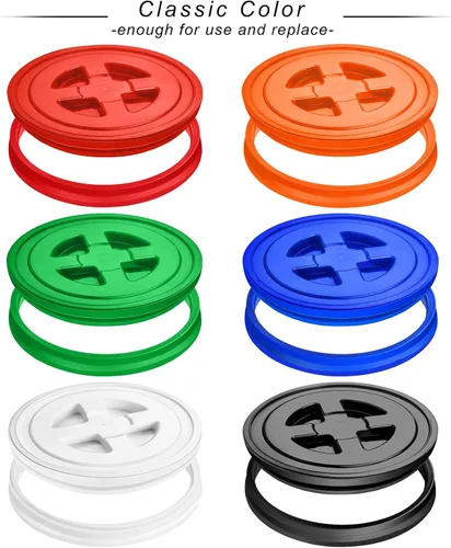 Miniatura 3 de Aodaer 4 tapas de sellado de 5 galones, tapa giratoria de plástico reutilizable para contenedor de almacenamiento de alimentos, comederos de pollo